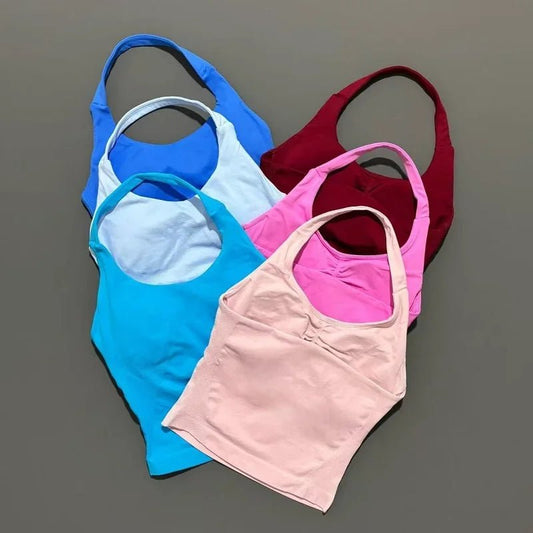 Woman Yoga Clothing Backless Tank Tops Gym Vest Push Up Sport Bras Running Vest Workout Tops Activewear Exercise Fitness
