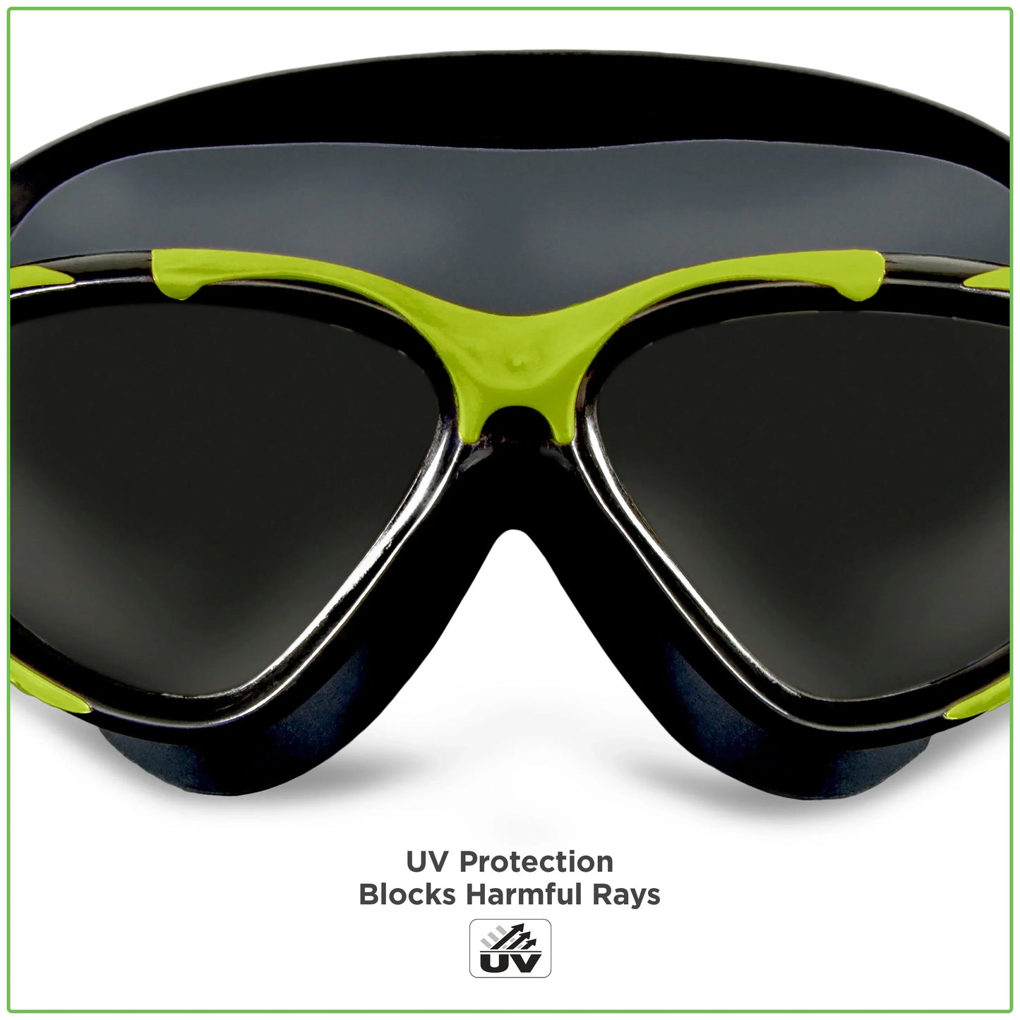 Tidal Sport Mirrored Black and Green Swimming Sport Goggles