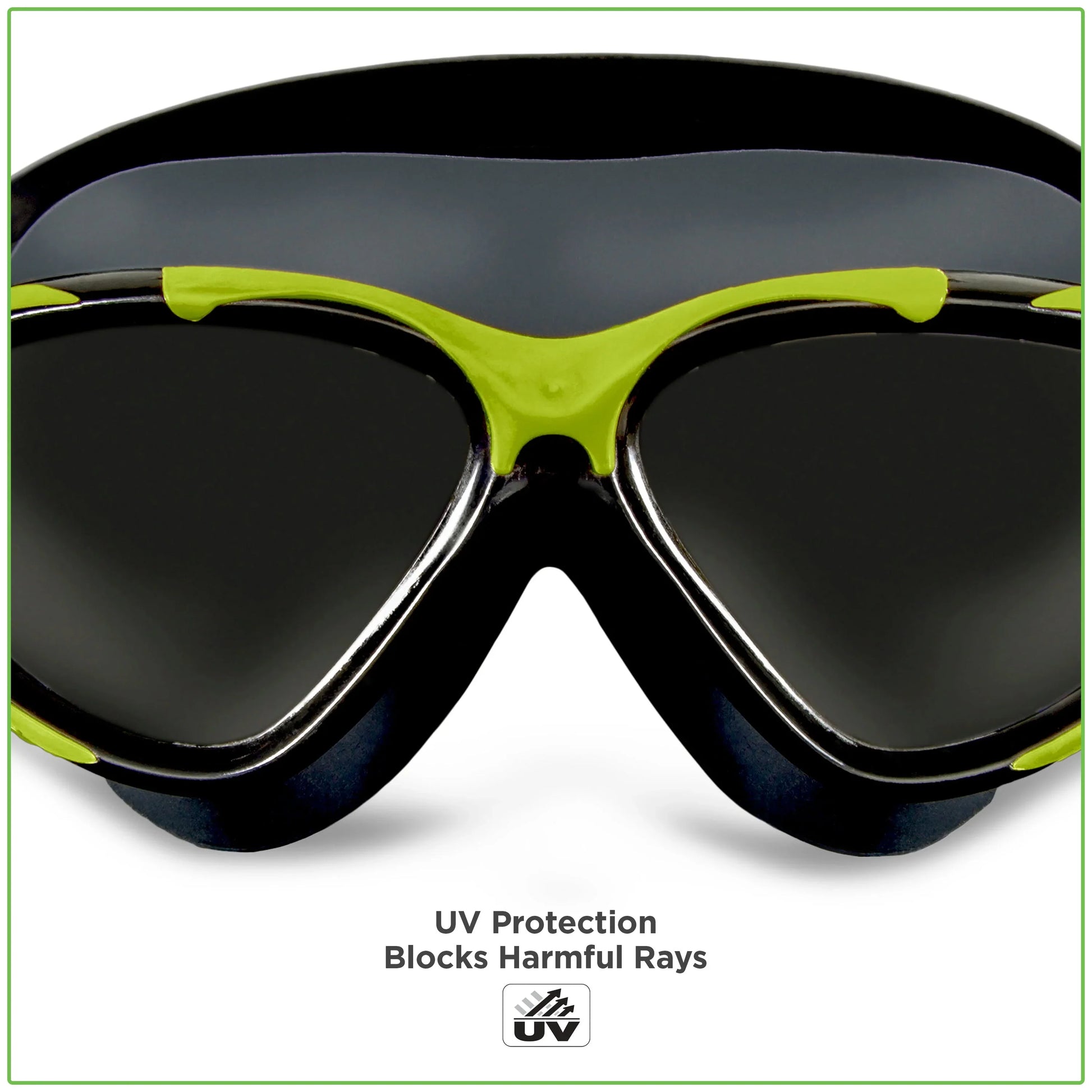 Tidal Sport Mirrored Black and Green Swimming Sport Goggles