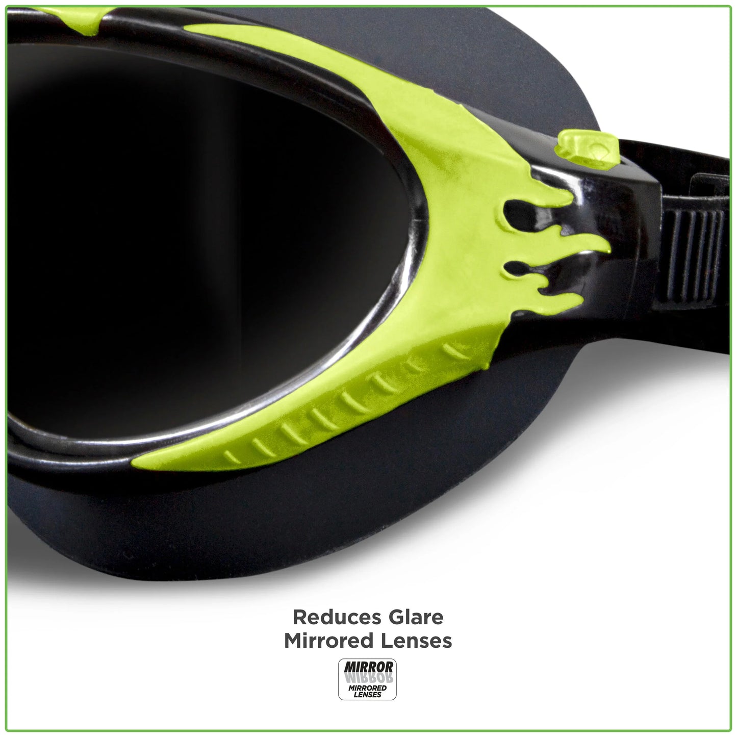 Tidal Sport Mirrored Black and Green Swimming Sport Goggles