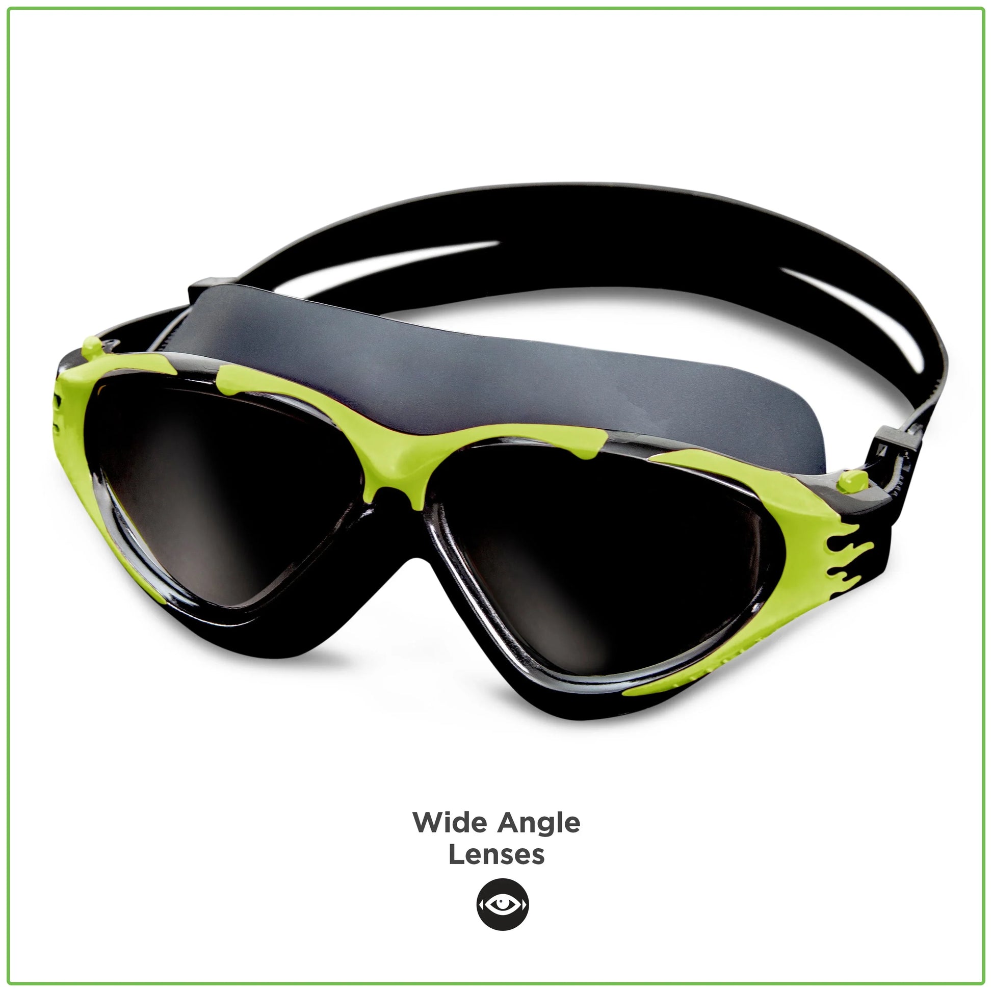 Tidal Sport Mirrored Black and Green Swimming Sport Goggles
