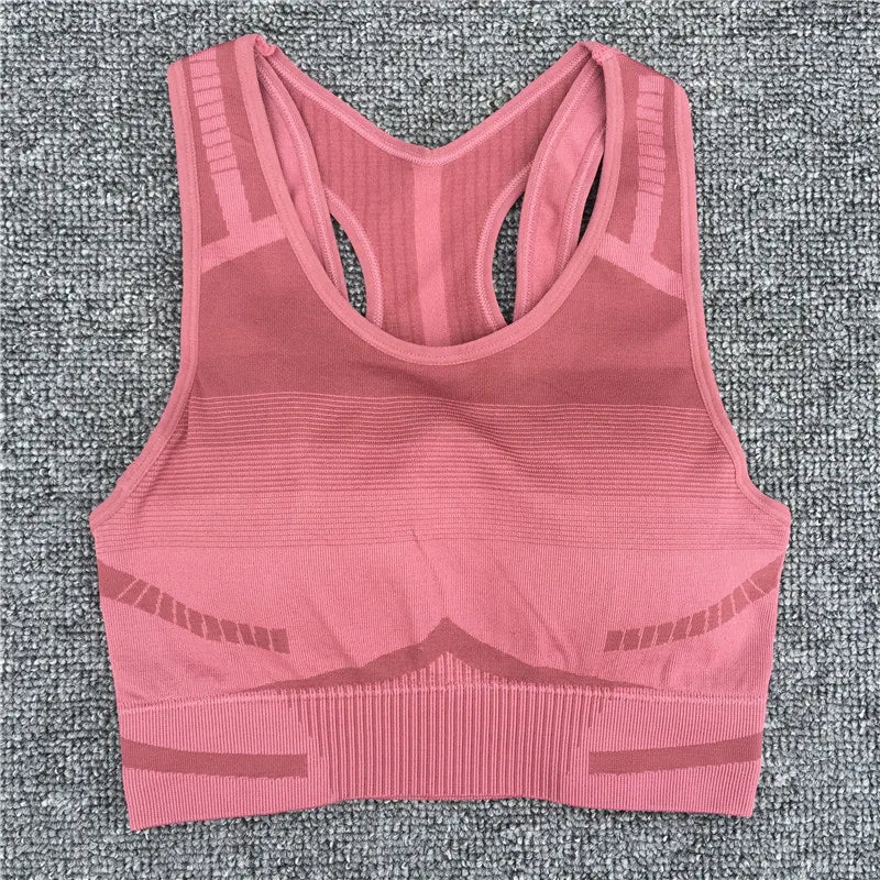 Gym Yoga Set Women Geo Seamless Sport Workout Sports Bra Suit Fitness Crop Tank Top High Waist Pant Long Sleeve Sportswear
