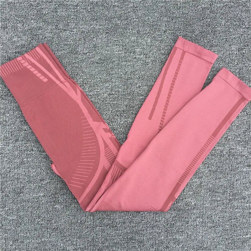 Gym Yoga Set Women Geo Seamless Sport Workout Sports Bra Suit Fitness Crop Tank Top High Waist Pant Long Sleeve Sportswear