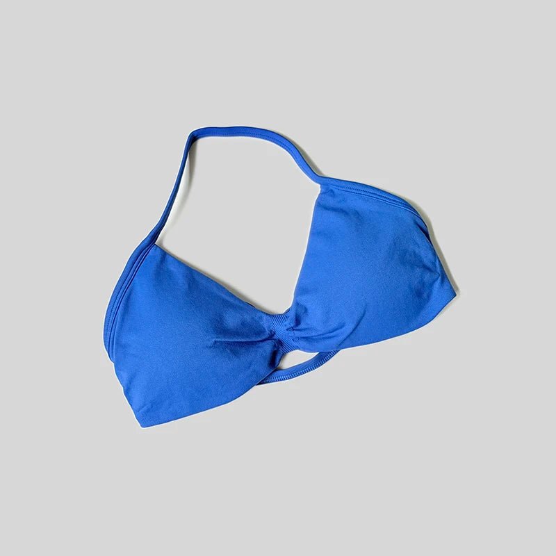 Women Halter Sports Bra Push Up Strappy Sexy Open Back Gym Crop Top Padded Seamless Workout Yoga Tank Tops
