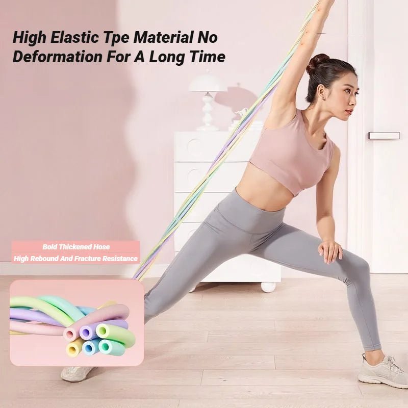 Pilates Stick com Bandas Resistência - Treino Abdominal Casa