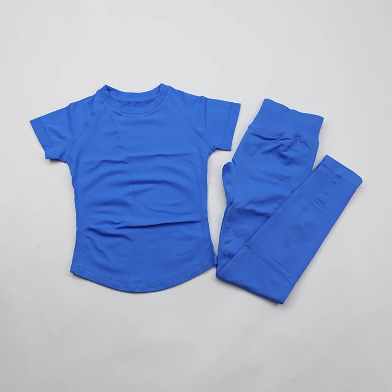 Women's Gym Sets Seamless Yoga Clothing Short Sleeve Shirts Butt Lifting Leggings Two Piece Outfits Woman Activewear Workout Set