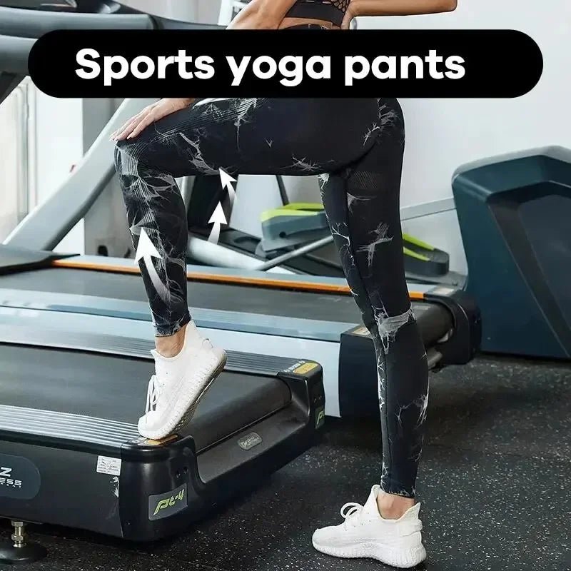 Womens Yoga Pants Gym Leggings Seamless Tie Dye High Waisted Elastic Leggings Peach Buttocks Running Fitness Sports Casual Pants