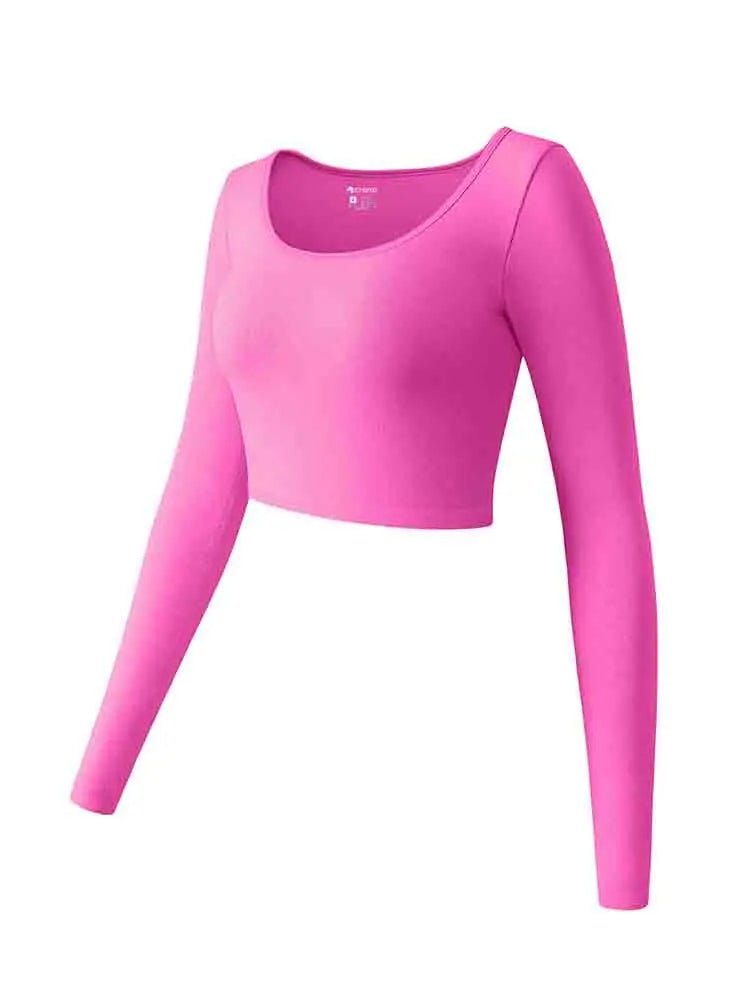 Women's Yoga Top Long Sleeved Round Neck Sports Wear Fitness Running Seamless Gym Woman Sport Shirt Female Workout Tops T-shirt