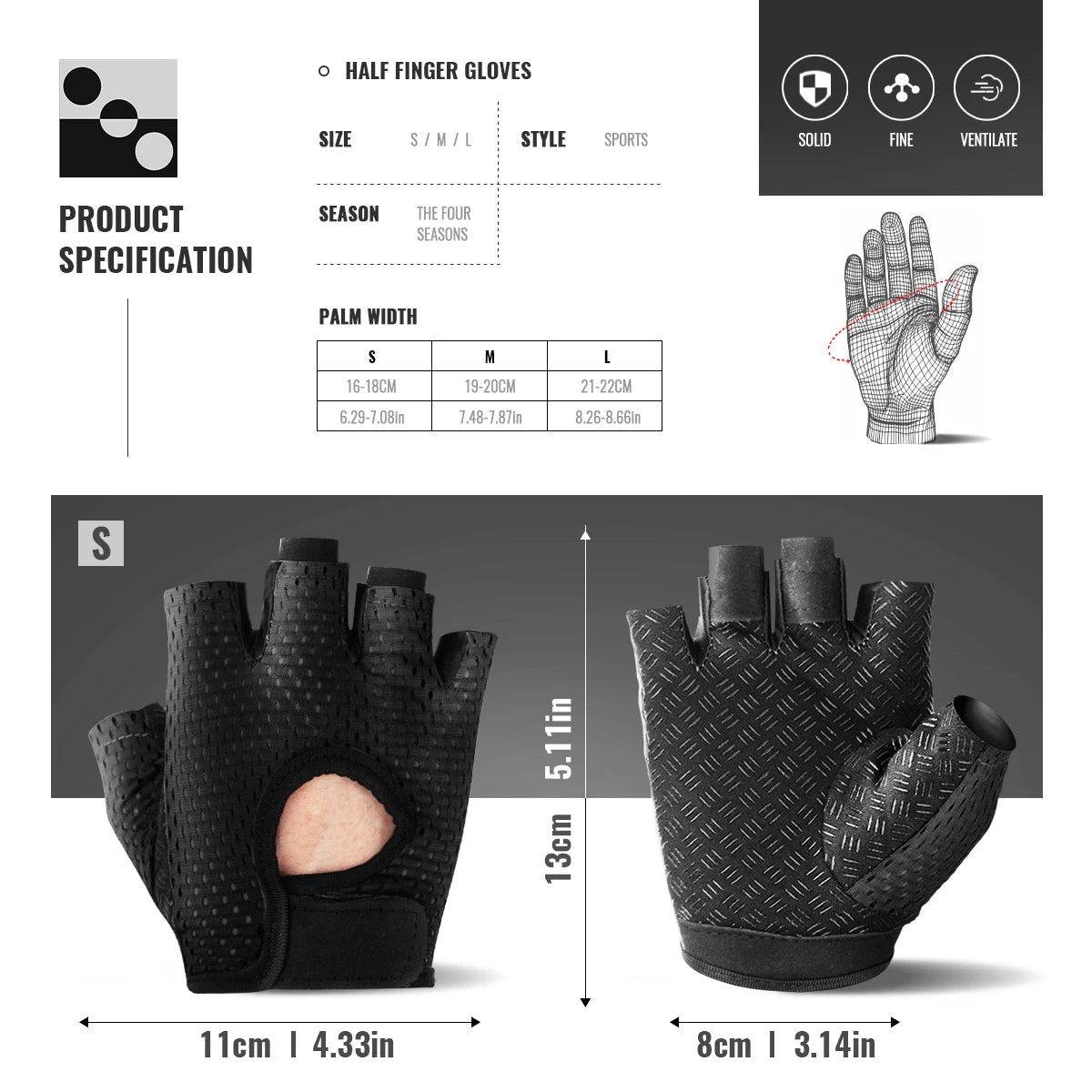 Gym Gloves Woman Men Weight Lifting Crossfit Bodybuilding Dumbbells Glove Anti Slip Fingerless Gloves for Exercise Powerlifting