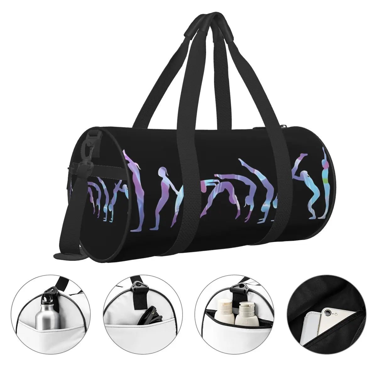 Gym Bag Gymnastics Girl Colorful Pattern Modern Sport Sports Bag with Shoes Couple Weekend Handbag Novelty Travel Fitness Bag