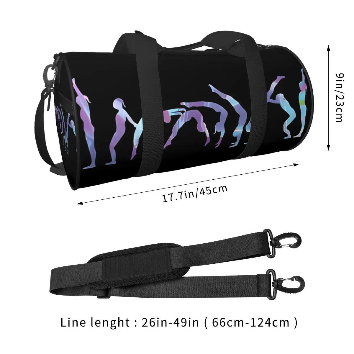 Gym Bag Gymnastics Girl Colorful Pattern Modern Sport Sports Bag with Shoes Couple Weekend Handbag Novelty Travel Fitness Bag