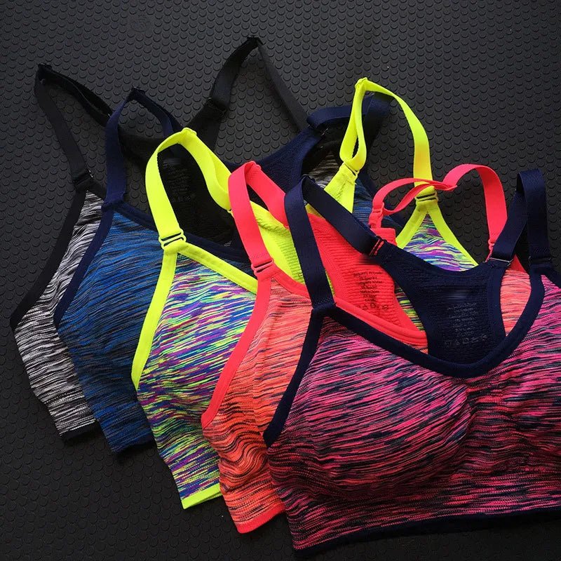 Women Sports Yoga Bra breathable quick dry Top Shockproof Cross Back Push Up fitness active Bra Gym Running Bra