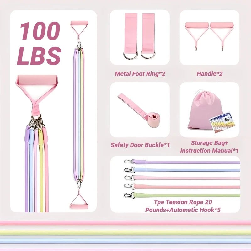 Pilates Stick com Bandas Resistência - Treino Abdominal Casa