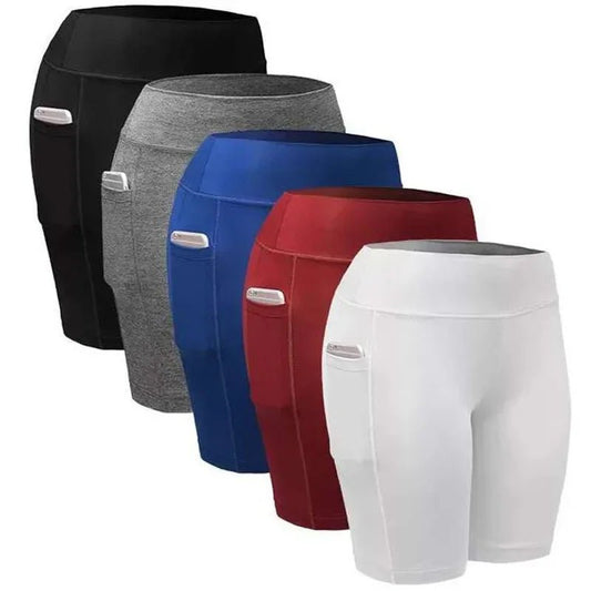 Women's High Waist Yoga Gym Shorts Lifting Push Up Tight Cycling Biker Shorts with Pockets Ideal for Running & Lady Gym Workouts
