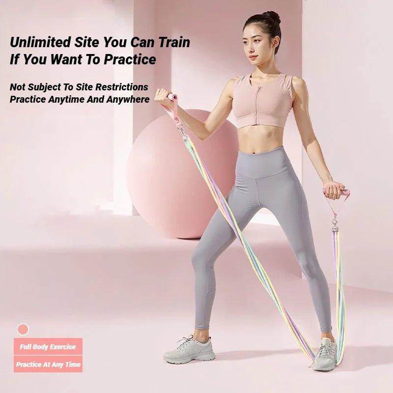 Pilates Stick com Bandas Resistência - Treino Abdominal Casa