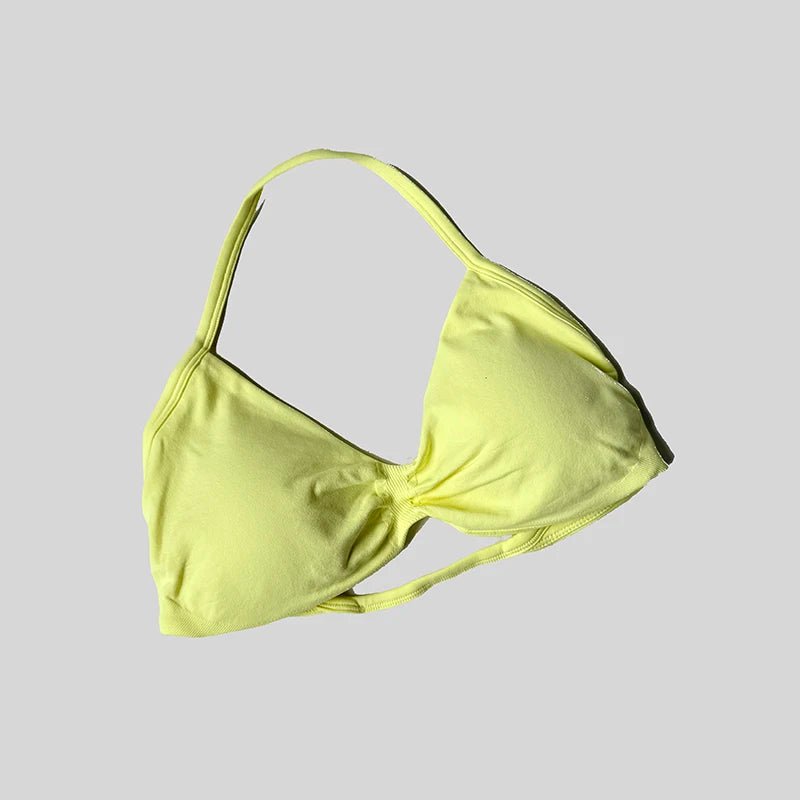 Women Halter Sports Bra Push Up Strappy Sexy Open Back Gym Crop Top Padded Seamless Workout Yoga Tank Tops