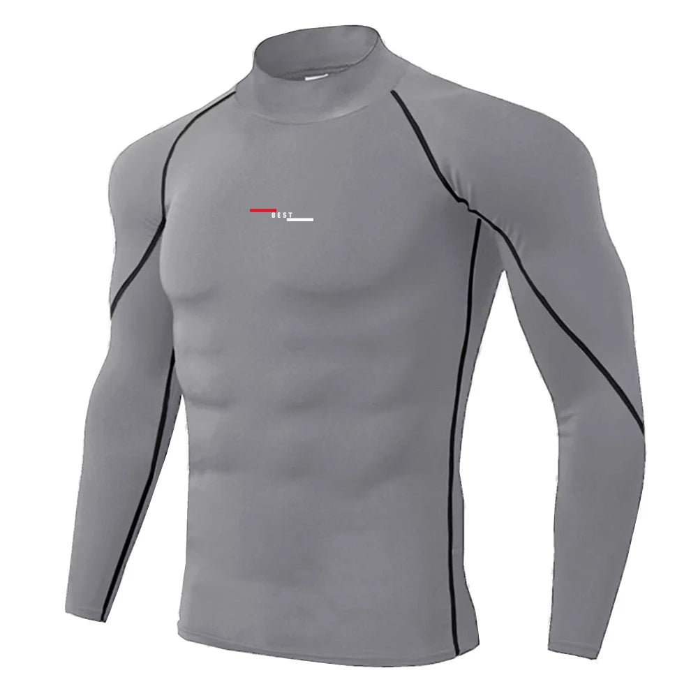 Mens Running T-shirts Compression Long Sleeve Sport Shirts Spider Printing Fitness Training Jogging Gym Quick Dry Tee