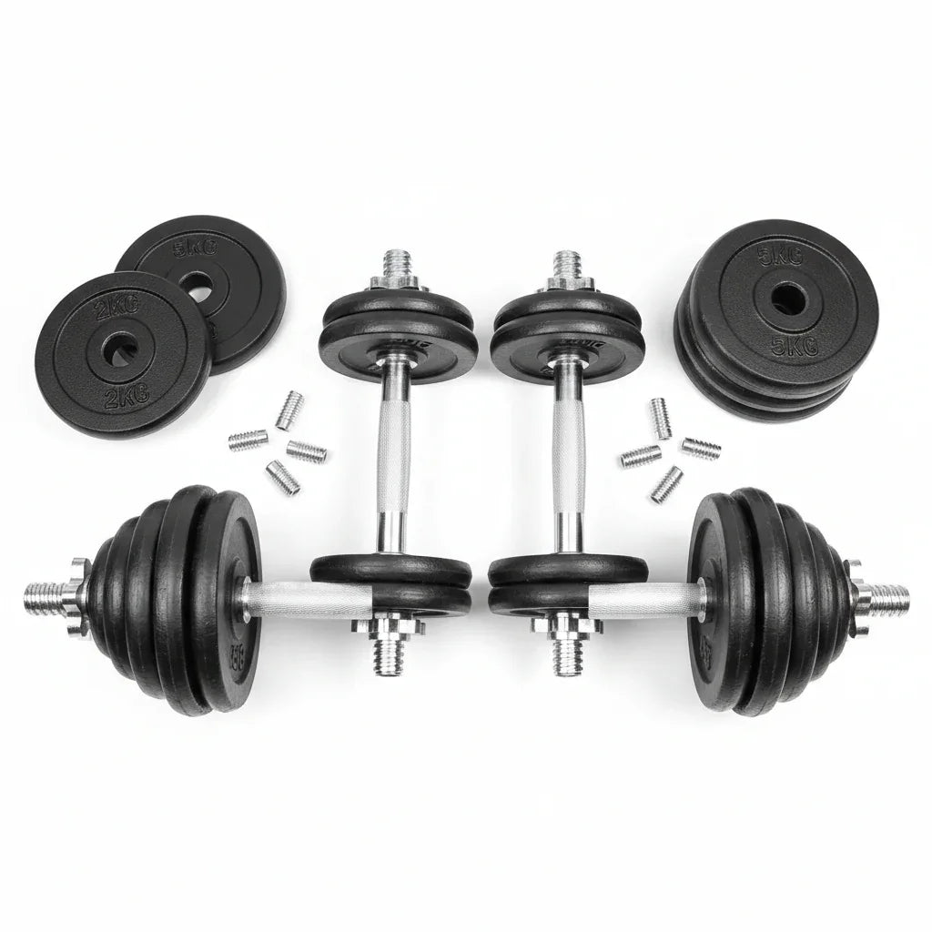 Conjunto de Halteres Ajustáveis 30kg com barras e discos