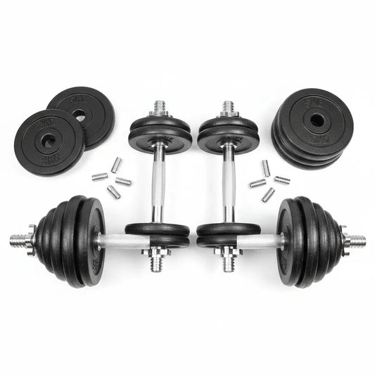 Conjunto de Halteres Ajustáveis 30kg com barras e discos