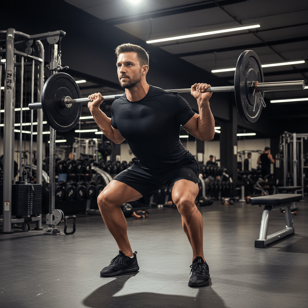 Camisola de compressão em treino de ginásio